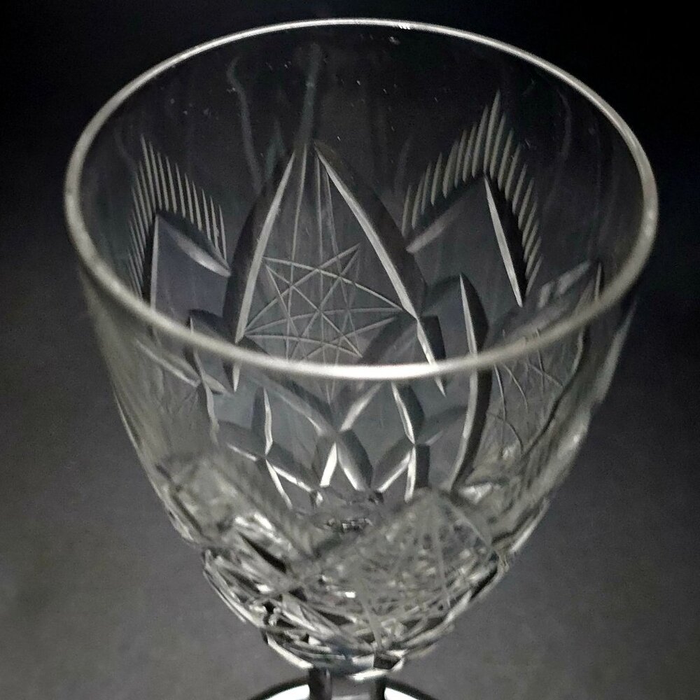 Vintage Brilliant Glass Cocktail Glass 5.25" vintage hand cut Lead Crystal - Picture 3 of 6